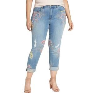 Melissa McCarthy Seven7 Jeans Plus Size 20 W Skinny Frontal Flower Embellished